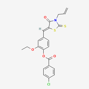 molecular formula C22H18ClNO4S2 B5119162 4-[(3-allyl-4-oxo-2-thioxo-1,3-thiazolidin-5-ylidene)methyl]-2-ethoxyphenyl 4-chlorobenzoate 