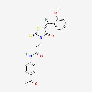 molecular formula C22H20N2O4S2 B5119174 N-(4-acetylphenyl)-3-[5-(2-methoxybenzylidene)-4-oxo-2-thioxo-1,3-thiazolidin-3-yl]propanamide 