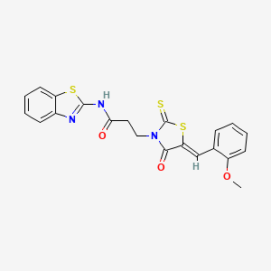 molecular formula C21H17N3O3S3 B5119229 N-1,3-benzothiazol-2-yl-3-[5-(2-methoxybenzylidene)-4-oxo-2-thioxo-1,3-thiazolidin-3-yl]propanamide 