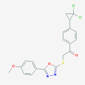B511936 1-[4-(2,2-Dichlorocyclopropyl)phenyl]-2-{[5-(4-methoxyphenyl)-1,3,4-oxadiazol-2-yl]sulfanyl}ethanone CAS No. 948119-91-3