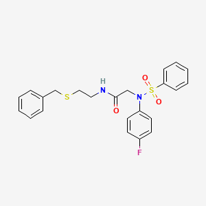 molecular formula C23H23FN2O3S2 B5119363 N~1~-[2-(benzylthio)ethyl]-N~2~-(4-fluorophenyl)-N~2~-(phenylsulfonyl)glycinamide 