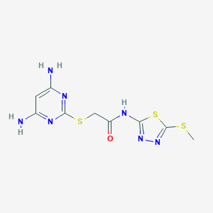 molecular formula C9H11N7OS3 B511938 2-[(4,6-diaminopyrimidin-2-yl)sulfanyl]-N-[5-(methylsulfanyl)-1,3,4-thiadiazol-2-yl]acetamide CAS No. 948190-40-7