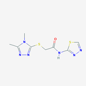 molecular formula C8H10N6OS2 B511941 2-[(4,5-dimethyl-4H-1,2,4-triazol-3-yl)sulfanyl]-N-(1,3,4-thiadiazol-2-yl)acetamide CAS No. 879061-50-4