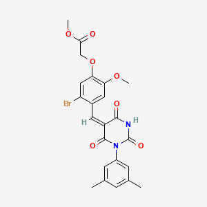 molecular formula C23H21BrN2O7 B5119459 methyl (5-bromo-4-{[1-(3,5-dimethylphenyl)-2,4,6-trioxotetrahydro-5(2H)-pyrimidinylidene]methyl}-2-methoxyphenoxy)acetate 