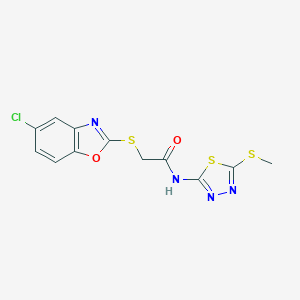 B511947 2-[(5-chloro-1,3-benzoxazol-2-yl)sulfanyl]-N-[5-(methylsulfanyl)-1,3,4-thiadiazol-2-yl]acetamide CAS No. 919470-08-9