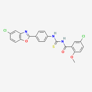 molecular formula C22H15Cl2N3O3S B5119485 5-chloro-N-({[4-(5-chloro-1,3-benzoxazol-2-yl)phenyl]amino}carbonothioyl)-2-methoxybenzamide 