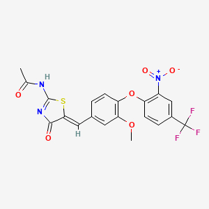 molecular formula C20H14F3N3O6S B5119528 N-(5-{3-methoxy-4-[2-nitro-4-(trifluoromethyl)phenoxy]benzylidene}-4-oxo-1,3-thiazolidin-2-ylidene)acetamide 