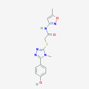 B511954 2-[[5-(4-Hydroxyphenyl)-4-methyl-1,2,4-triazol-3-yl]sulfanyl]-N-(5-methyl-1,2-oxazol-3-yl)acetamide CAS No. 486398-49-6