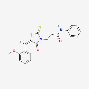 molecular formula C20H18N2O3S2 B5119583 3-[5-(2-methoxybenzylidene)-4-oxo-2-thioxo-1,3-thiazolidin-3-yl]-N-phenylpropanamide 