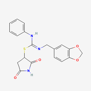 2,5-dioxo-3-pyrrolidinyl N-(1,3-benzodioxol-5-ylmethyl)-N'-phenylimidothiocarbamate