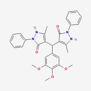molecular formula C30H30N4O5 B5119598 4,4'-[(3,4,5-trimethoxyphenyl)methylene]bis(3-methyl-1-phenyl-1H-pyrazol-5-ol) 