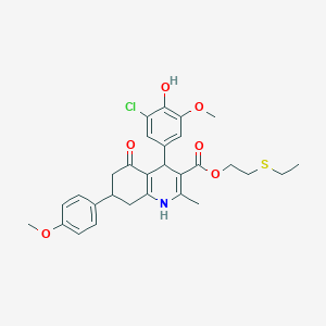 molecular formula C29H32ClNO6S B5119674 2-(ethylthio)ethyl 4-(3-chloro-4-hydroxy-5-methoxyphenyl)-7-(4-methoxyphenyl)-2-methyl-5-oxo-1,4,5,6,7,8-hexahydro-3-quinolinecarboxylate 