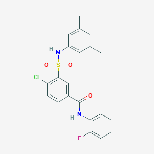 molecular formula C21H18ClFN2O3S B5119730 4-chloro-3-{[(3,5-dimethylphenyl)amino]sulfonyl}-N-(2-fluorophenyl)benzamide 