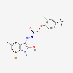 molecular formula C23H26BrN3O3 B5119743 N'-(7-bromo-1,5-dimethyl-2-oxo-1,2-dihydro-3H-indol-3-ylidene)-2-(4-tert-butyl-2-methylphenoxy)acetohydrazide 
