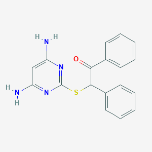 molecular formula C18H16N4OS B511976 2-[(4,6-Diaminopyrimidin-2-yl)sulfanyl]-1,2-diphenylethanone CAS No. 924423-65-4