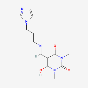 molecular formula C13H17N5O3 B5119786 5-({[3-(1H-imidazol-1-yl)propyl]amino}methylene)-1,3-dimethyl-2,4,6(1H,3H,5H)-pyrimidinetrione 