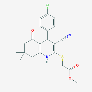 molecular formula C21H21ClN2O3S B5119791 methyl {[4-(4-chlorophenyl)-3-cyano-7,7-dimethyl-5-oxo-1,4,5,6,7,8-hexahydro-2-quinolinyl]thio}acetate 