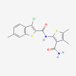 molecular formula C17H15ClN2O2S2 B5119826 N-[3-(aminocarbonyl)-4,5-dimethyl-2-thienyl]-3-chloro-6-methyl-1-benzothiophene-2-carboxamide 