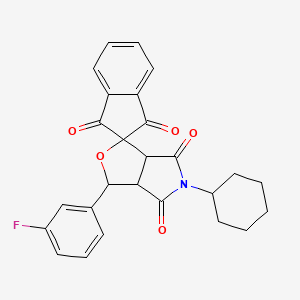5-cyclohexyl-3-(3-fluorophenyl)-3a,6a-dihydrospiro[furo[3,4-c]pyrrole-1,2'-indene]-1',3',4,6(3H,5H)-tetrone