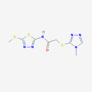 molecular formula C8H10N6OS3 B511990 N-[5-(methylsulfanyl)-1,3,4-thiadiazol-2-yl]-2-[(4-methyl-4H-1,2,4-triazol-3-yl)sulfanyl]acetamide CAS No. 919258-42-7