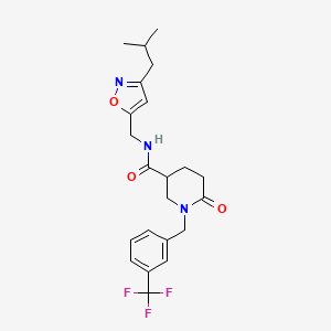 molecular formula C22H26F3N3O3 B5119904 N-[(3-isobutyl-5-isoxazolyl)methyl]-6-oxo-1-[3-(trifluoromethyl)benzyl]-3-piperidinecarboxamide 