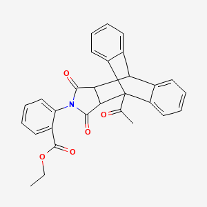 molecular formula C29H23NO5 B5119908 ethyl 2-(1-acetyl-16,18-dioxo-17-azapentacyclo[6.6.5.0~2,7~.0~9,14~.0~15,19~]nonadeca-2,4,6,9,11,13-hexaen-17-yl)benzoate 