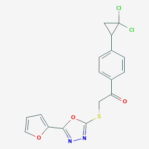 molecular formula C17H12Cl2N2O3S B511991 1-[4-(2,2-Dichlorocyclopropyl)phenyl]-2-{[5-(furan-2-yl)-1,3,4-oxadiazol-2-yl]sulfanyl}ethanone CAS No. 948120-90-9