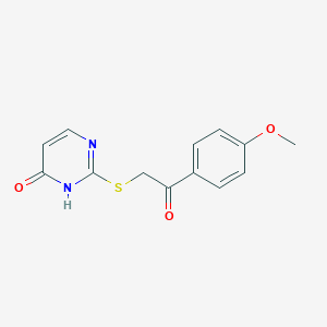 molecular formula C13H12N2O3S B511993 2-[(4-Hydroxy-2-pyrimidinyl)thio]-1-(4-methoxyphenyl)ethanone CAS No. 119730-23-3