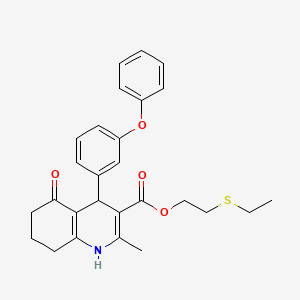 molecular formula C27H29NO4S B5119992 2-(ethylthio)ethyl 2-methyl-5-oxo-4-(3-phenoxyphenyl)-1,4,5,6,7,8-hexahydro-3-quinolinecarboxylate 