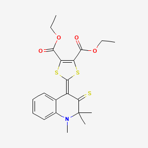 molecular formula C21H23NO4S3 B5120011 diethyl 2-(1,2,2-trimethyl-3-thioxo-2,3-dihydro-4(1H)-quinolinylidene)-1,3-dithiole-4,5-dicarboxylate 