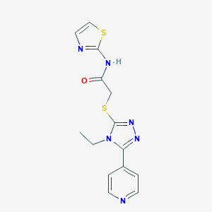 2-{[4-ethyl-5-(4-pyridinyl)-4H-1,2,4-triazol-3-yl]thio}-N-1,3-thiazol-2-ylacetamide