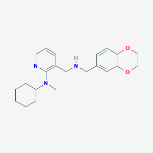 molecular formula C22H29N3O2 B5120110 N-cyclohexyl-3-{[(2,3-dihydro-1,4-benzodioxin-6-ylmethyl)amino]methyl}-N-methyl-2-pyridinamine 