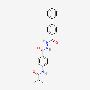 molecular formula C24H23N3O3 B5120146 N-(4-{[2-(4-biphenylylcarbonyl)hydrazino]carbonyl}phenyl)-2-methylpropanamide 