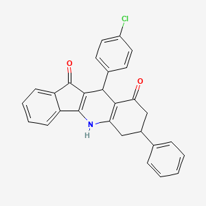 molecular formula C28H20ClNO2 B5120178 10-(4-chlorophenyl)-7-phenyl-6,7,8,10-tetrahydro-5H-indeno[1,2-b]quinoline-9,11-dione 