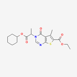 molecular formula C19H24N2O5S B5120192 ethyl 3-[2-(cyclohexyloxy)-1-methyl-2-oxoethyl]-5-methyl-4-oxo-3,4-dihydrothieno[2,3-d]pyrimidine-6-carboxylate 