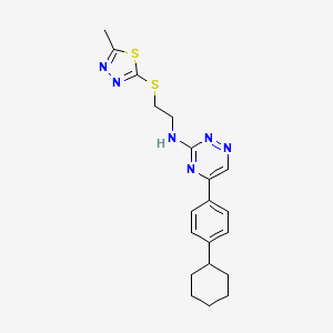 molecular formula C20H24N6S2 B5120215 5-(4-cyclohexylphenyl)-N-{2-[(5-methyl-1,3,4-thiadiazol-2-yl)thio]ethyl}-1,2,4-triazin-3-amine 