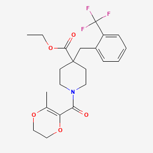 molecular formula C22H26F3NO5 B5120252 ethyl 1-[(3-methyl-5,6-dihydro-1,4-dioxin-2-yl)carbonyl]-4-[2-(trifluoromethyl)benzyl]-4-piperidinecarboxylate 