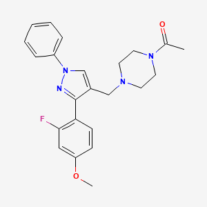 molecular formula C23H25FN4O2 B5120285 1-acetyl-4-{[3-(2-fluoro-4-methoxyphenyl)-1-phenyl-1H-pyrazol-4-yl]methyl}piperazine 