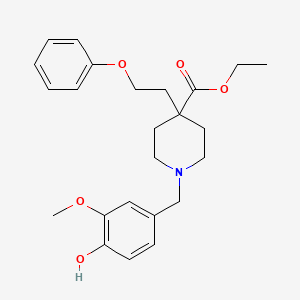 molecular formula C24H31NO5 B5120309 ethyl 1-(4-hydroxy-3-methoxybenzyl)-4-(2-phenoxyethyl)-4-piperidinecarboxylate 