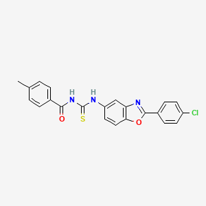 molecular formula C22H16ClN3O2S B5120339 N-({[2-(4-chlorophenyl)-1,3-benzoxazol-5-yl]amino}carbonothioyl)-4-methylbenzamide 