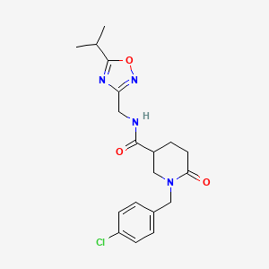 molecular formula C19H23ClN4O3 B5120349 1-(4-chlorobenzyl)-N-[(5-isopropyl-1,2,4-oxadiazol-3-yl)methyl]-6-oxo-3-piperidinecarboxamide 