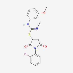 molecular formula C19H18FN3O3S B5120356 1-(2-fluorophenyl)-2,5-dioxo-3-pyrrolidinyl N'-(3-methoxyphenyl)-N-methylimidothiocarbamate 