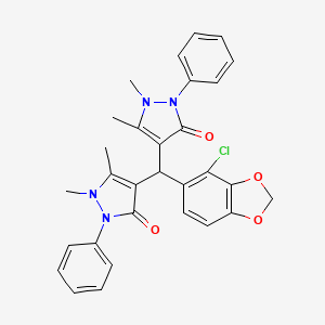 molecular formula C30H27ClN4O4 B5120390 4,4'-[(4-chloro-1,3-benzodioxol-5-yl)methylene]bis(1,5-dimethyl-2-phenyl-1,2-dihydro-3H-pyrazol-3-one) 