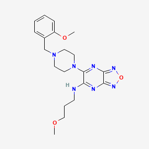 molecular formula C20H27N7O3 B5120414 6-[4-(2-methoxybenzyl)-1-piperazinyl]-N-(3-methoxypropyl)[1,2,5]oxadiazolo[3,4-b]pyrazin-5-amine 