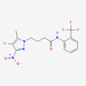 molecular formula C15H14ClF3N4O3 B5120480 4-(4-chloro-5-methyl-3-nitro-1H-pyrazol-1-yl)-N-[2-(trifluoromethyl)phenyl]butanamide 