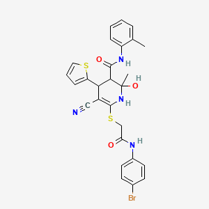 6-({2-[(4-bromophenyl)amino]-2-oxoethyl}thio)-5-cyano-2-hydroxy-2-methyl-N-(2-methylphenyl)-4-(2-thienyl)-1,2,3,4-tetrahydro-3-pyridinecarboxamide