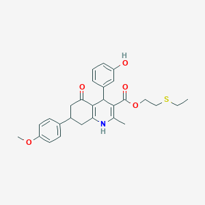 molecular formula C28H31NO5S B5120531 2-(ethylthio)ethyl 4-(3-hydroxyphenyl)-7-(4-methoxyphenyl)-2-methyl-5-oxo-1,4,5,6,7,8-hexahydro-3-quinolinecarboxylate 
