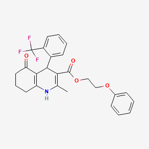 molecular formula C26H24F3NO4 B5120602 2-phenoxyethyl 2-methyl-5-oxo-4-[2-(trifluoromethyl)phenyl]-1,4,5,6,7,8-hexahydro-3-quinolinecarboxylate 