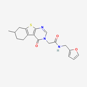 molecular formula C18H19N3O3S B5120712 N-(2-furylmethyl)-2-(7-methyl-4-oxo-5,6,7,8-tetrahydro[1]benzothieno[2,3-d]pyrimidin-3(4H)-yl)acetamide 