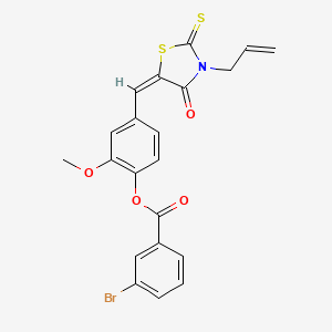 molecular formula C21H16BrNO4S2 B5120724 4-[(3-allyl-4-oxo-2-thioxo-1,3-thiazolidin-5-ylidene)methyl]-2-methoxyphenyl 3-bromobenzoate 
